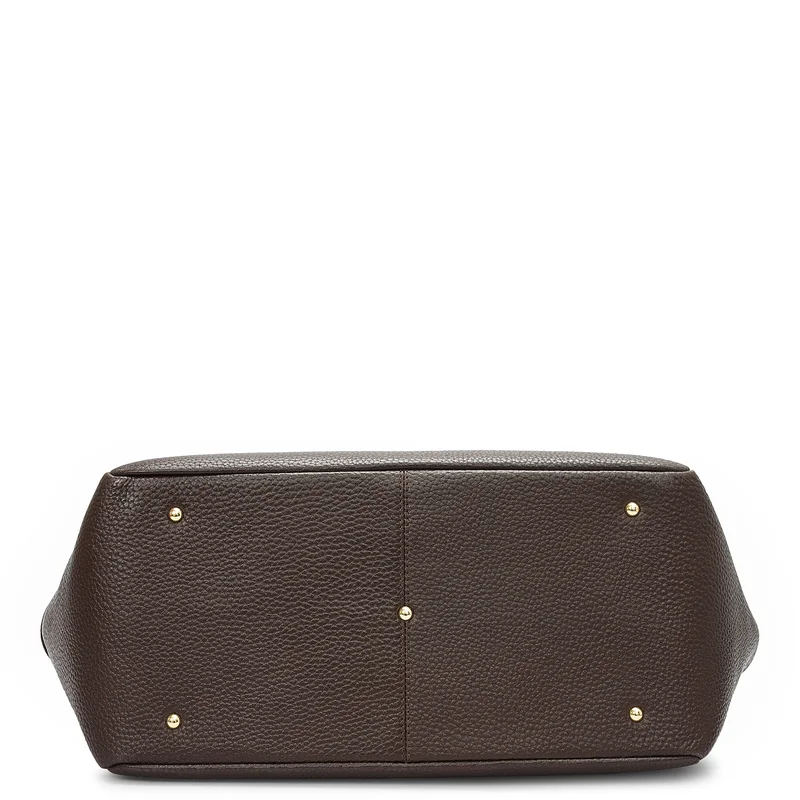 Da Milano Chocolate Large Wax Leather Tote - Chocolate for Women | Best Price UAE